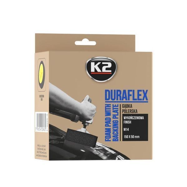 Губка для полировки K2 Duraflex на липучке черная 150 мм х 50 мм K20552 фото
