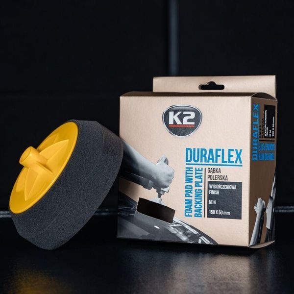 Губка для полировки K2 Duraflex на липучке черная 150 мм х 50 мм K20552 фото