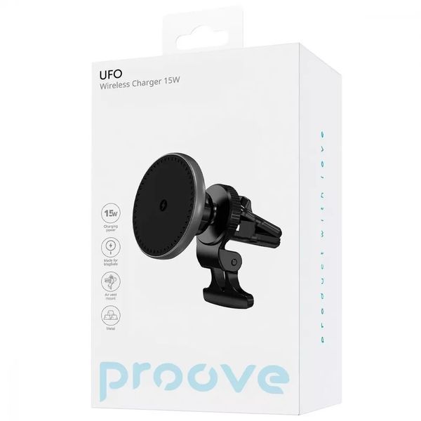 Автомобільний тримач з Бездротовим ЗП Proove UFO 15W 57492 фото