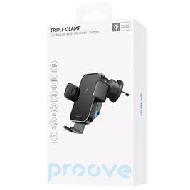 Автомобільний тримач з Бездротовим ЗП Proove Triple Clamp 15W 47921 фото