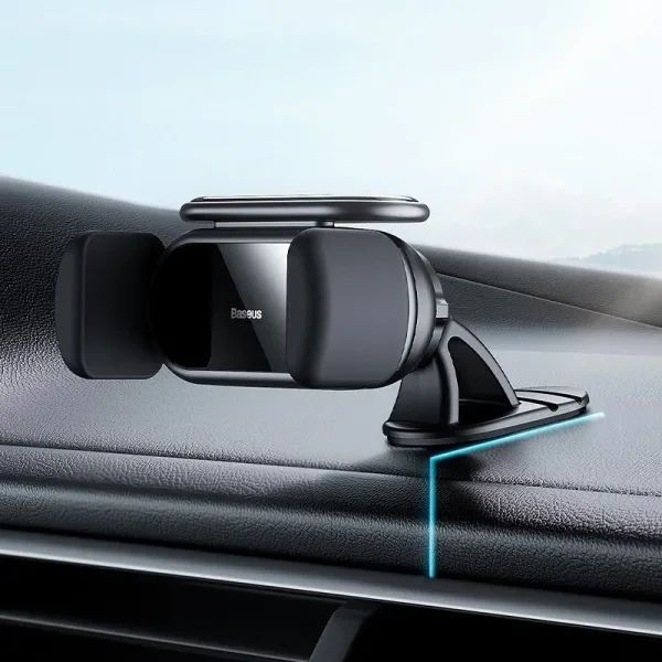 Автотримач на сонячній батареї для телефона Baseus Steel Cannon pro Solar Electric Car Mount на торпедо Чорний 2577320951 фото