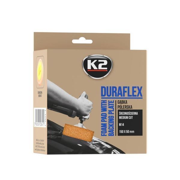 Губка для полировки K2 Duraflex на липучке оранжевая 150 мм х 50 мм K20548 фото