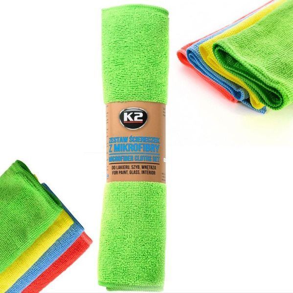 Набор салфеток K2 Microfibre Cloths Set для ухода за автомобилем микрофибра 30 см x 35 см 4 шт K20592 фото