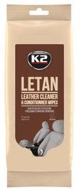 Серветки вологі K2 Letan Wipes для очищення шкіряної оббивки 24 шт K20509 фото