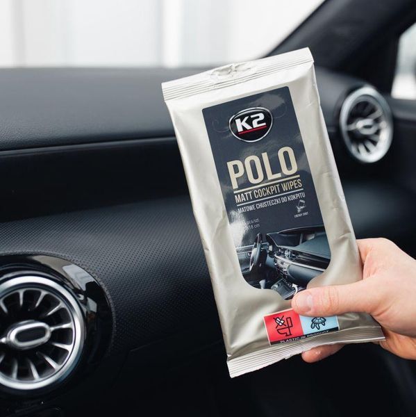 Серветки вологі K2 Polo Matt Wipes для очищення панелі приладів та пластикових деталей матові 24 шт K20519 фото